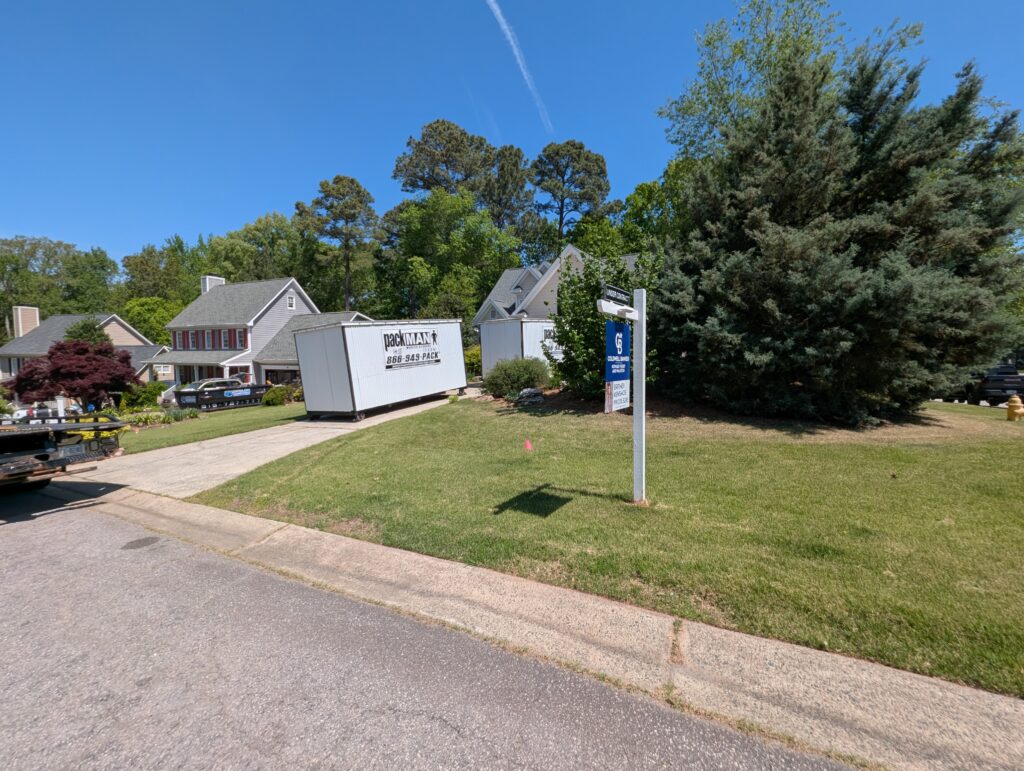 Packman container placed in a Cary driveway