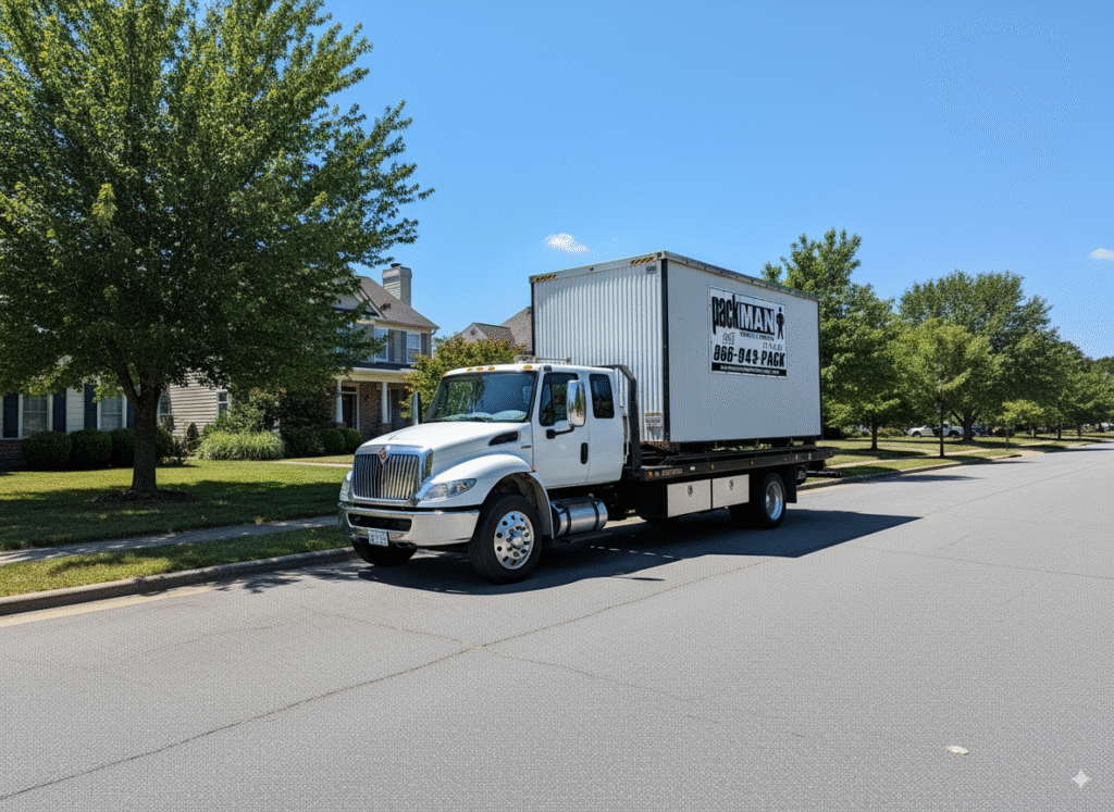 Packman container placed in a Cary driveway